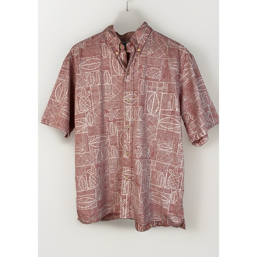 Reyn Spooner Men's L Reverse Printed Pineapple Button Up Hawaiian Shirt